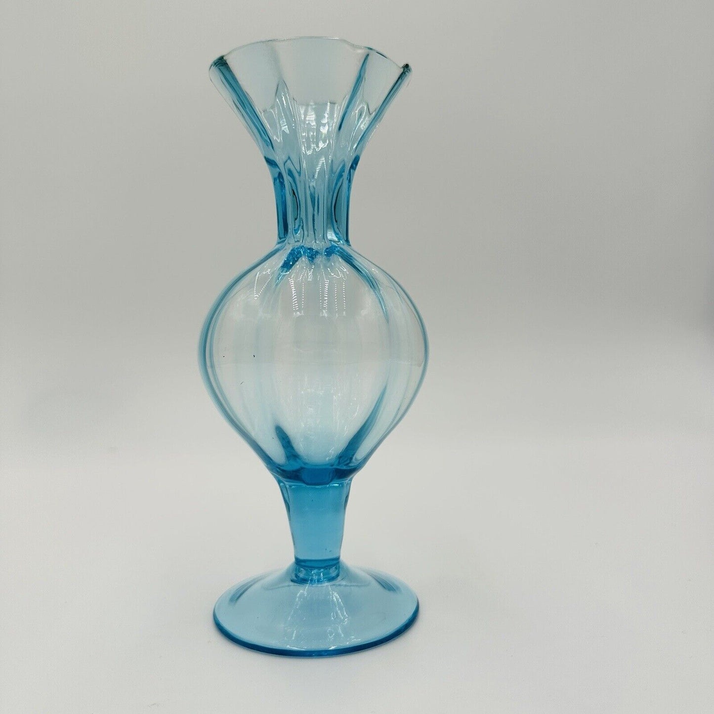 Bud Vase Napoleone Martinuzzi in the Manner of Blown Glass Blue Aqua Decor