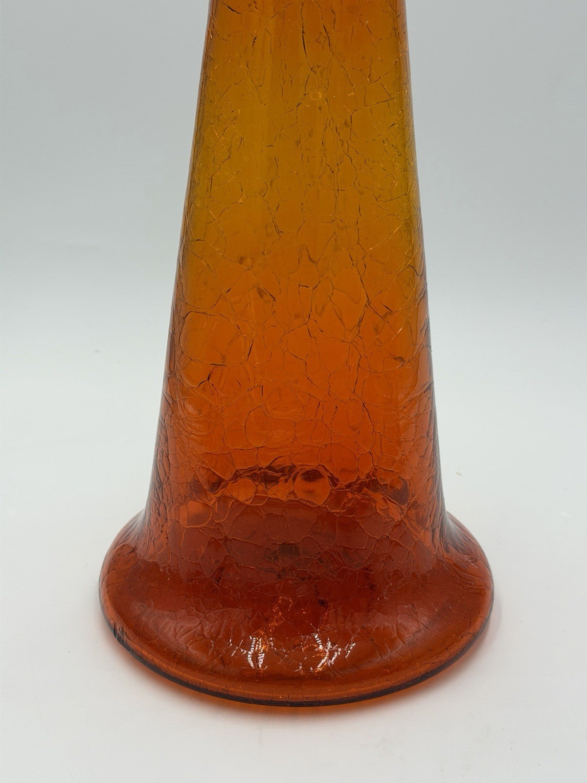 MCM Blenko #6029 Art Glass Crackle Amberina 17” Large Decanter No Stopper