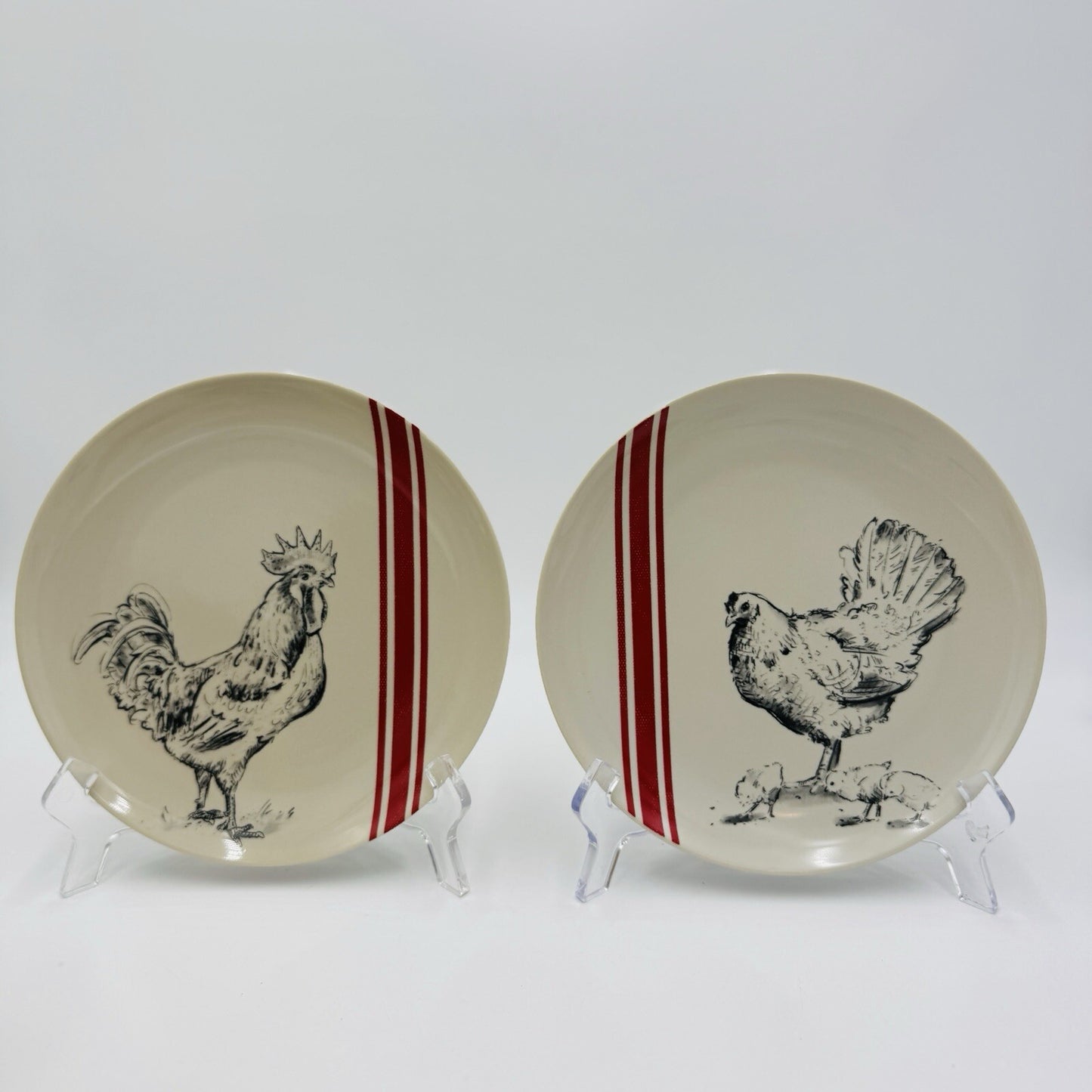 Creative Co-op M.Chad Barrett Chicken/Rooster salad Plates 8in 2 Pieces Rare