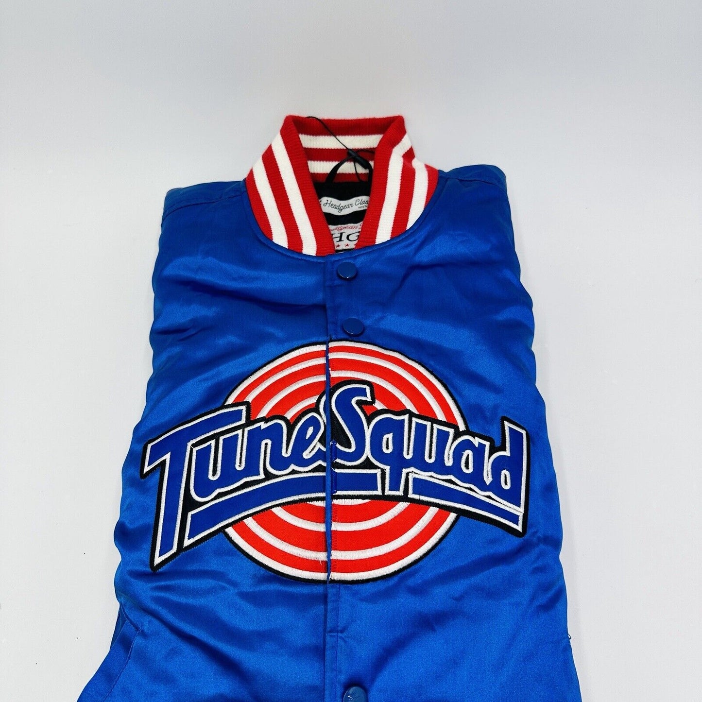 Bomber Jacket Size Small Tunesquad Bugs Bunny Satin Blue Logo Headgear Classics