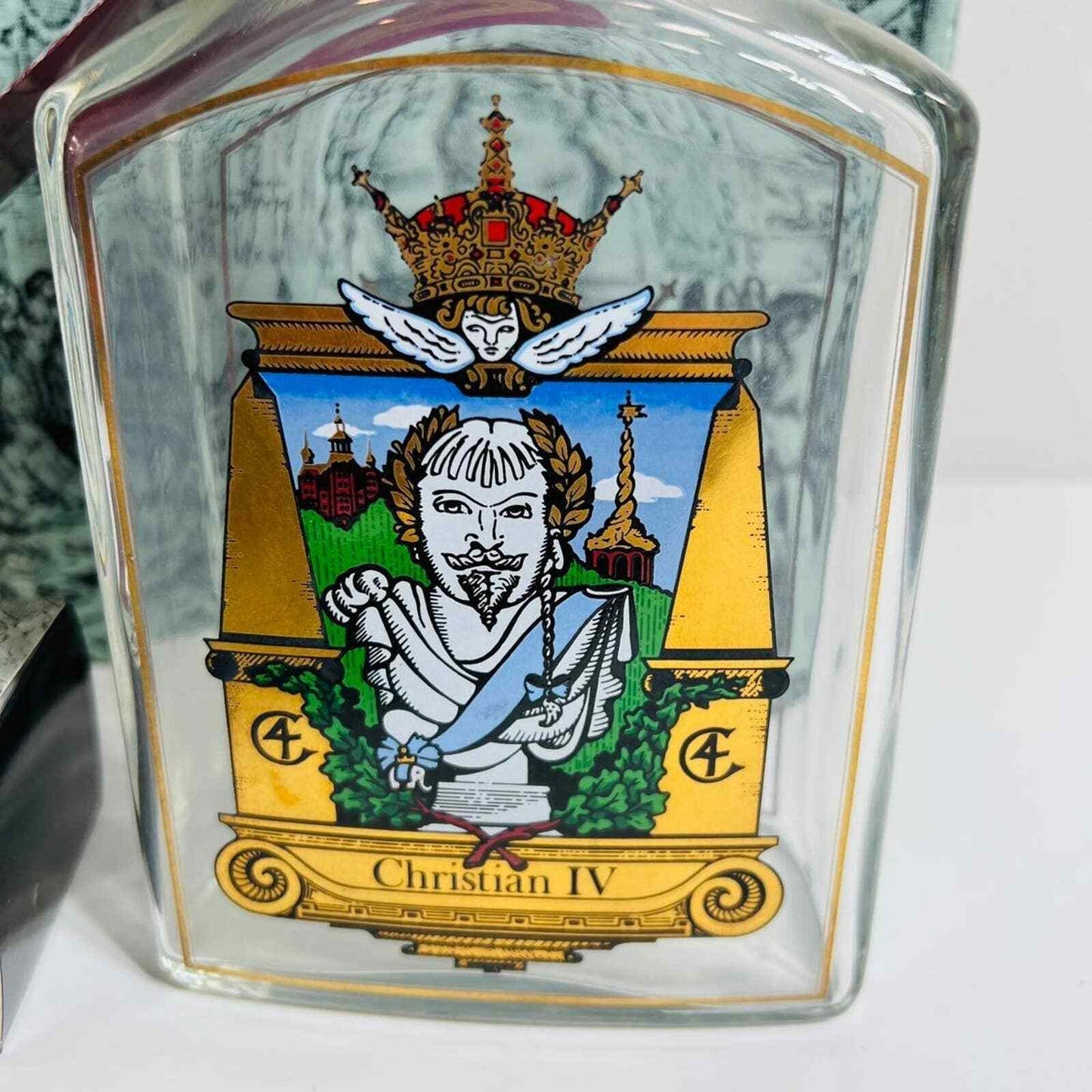 Royal Copenhagen Decantor Christian IV Collectible Glass Bottle Boxed Decor