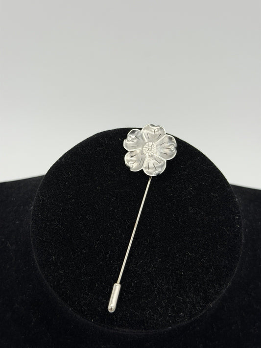 Vintage Stuart NYE Sterling Silver 925 Dogwood Flower Lapel Pin Early NYE 2-1/4"
