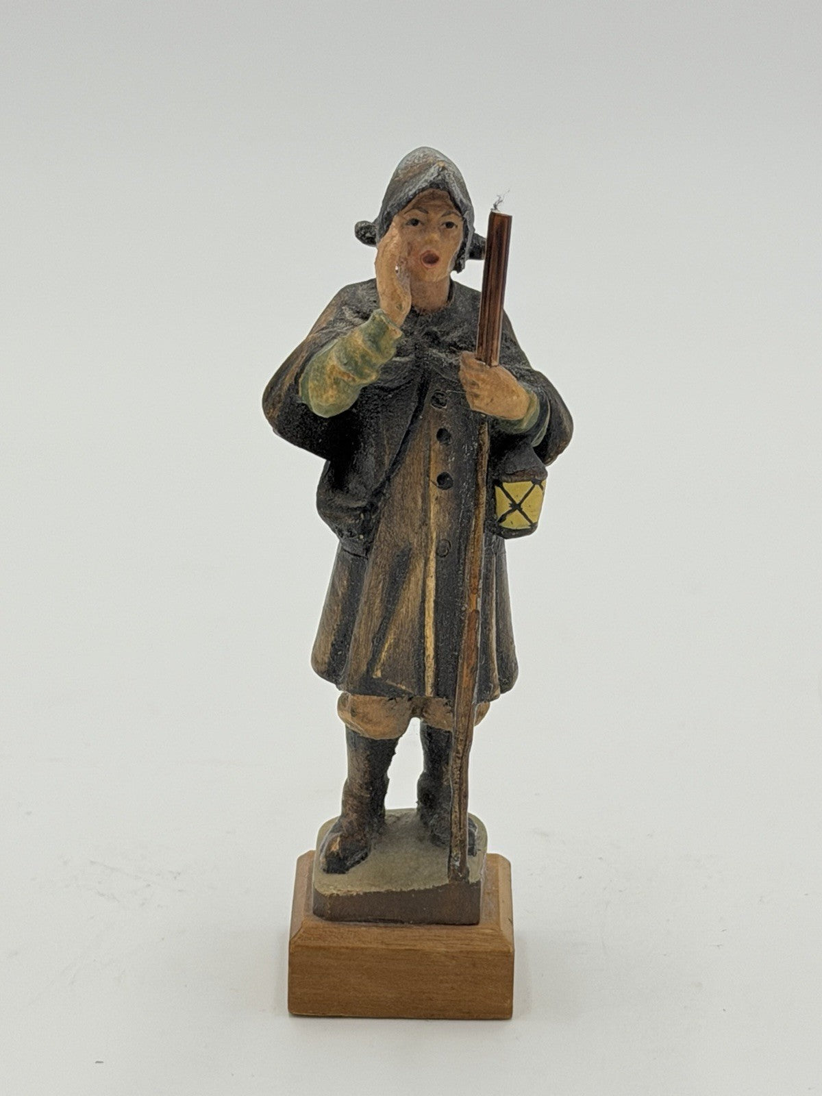 Anri Italy Folk Art  Night Guard 4”H Figurine Wood Hand Carved Vintage Rare