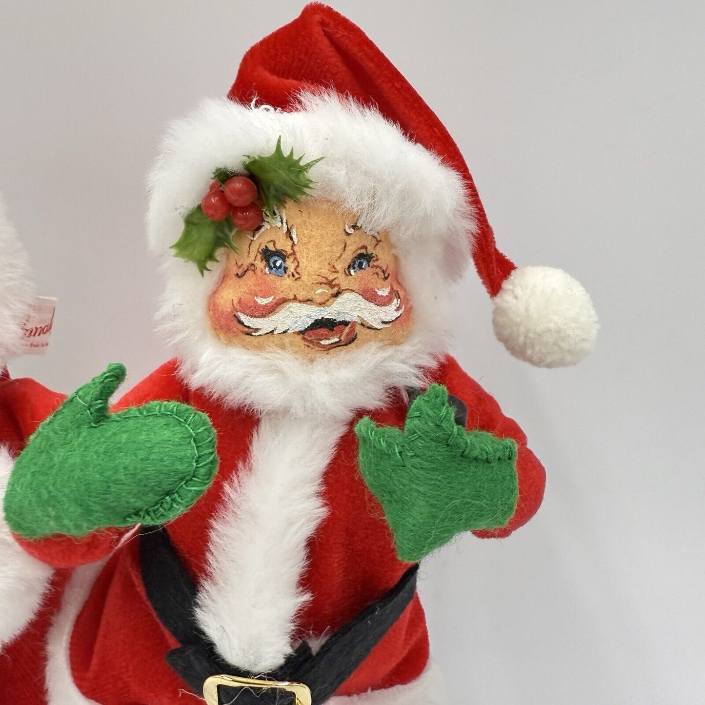 Annalee Vintage Dolls Mrs and Mr Claus Santa Plush Christmas 1963 Set 2 Pcs 9”