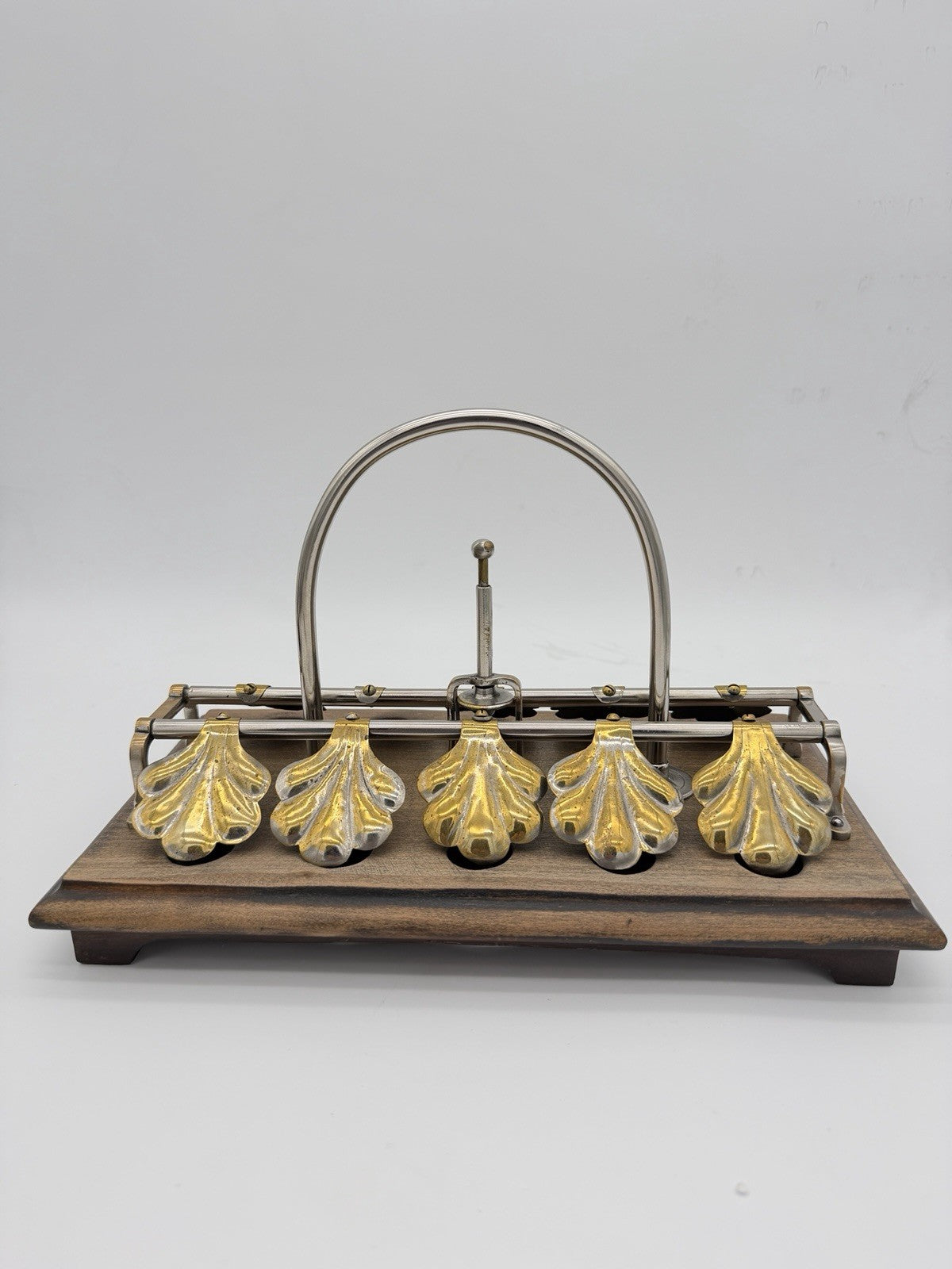 Antique English egg boiling rack & breakfast server Ginkgo Leaf Spring Clips