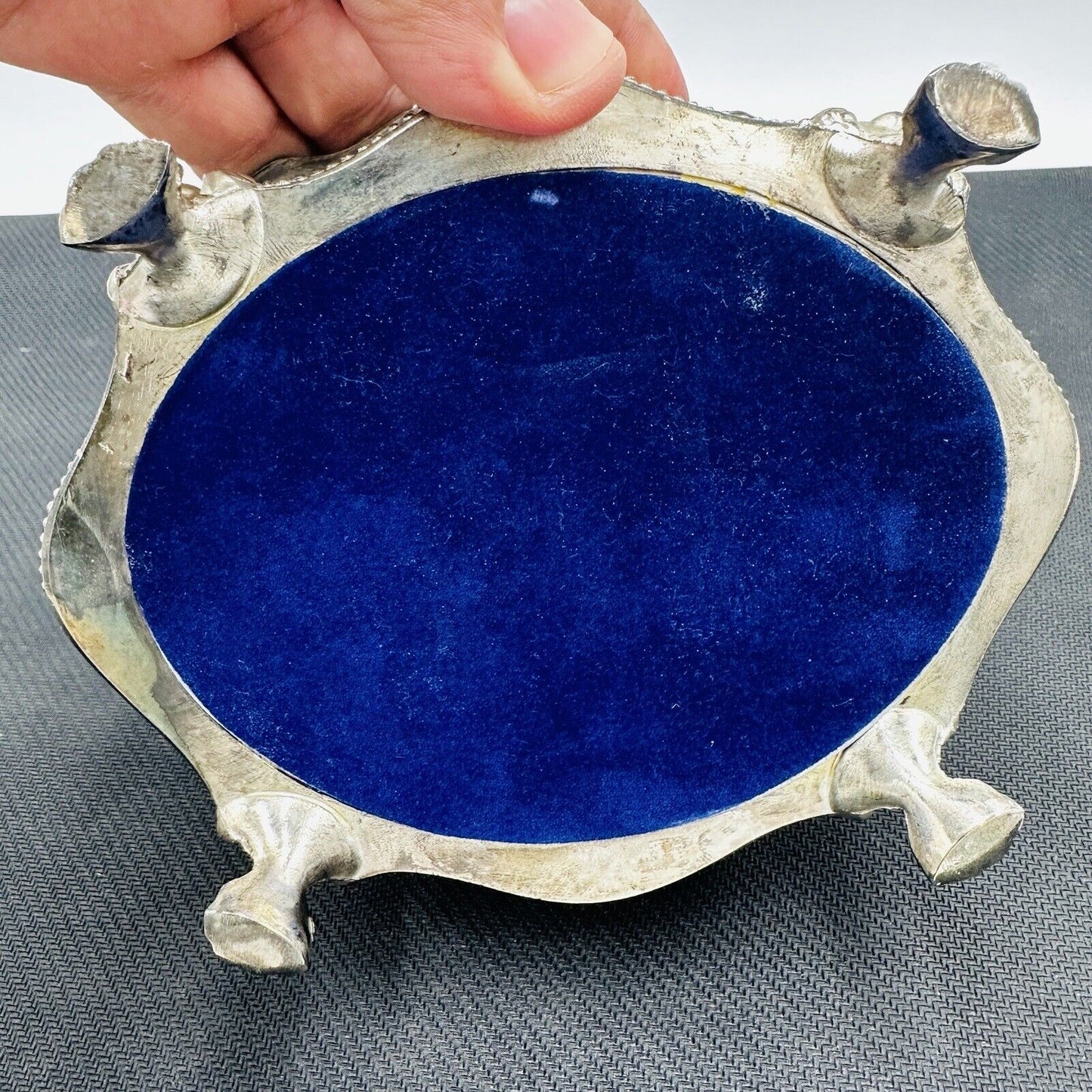 MCM Vintage Dieu Et Mon Droit British Royal Crest Silver Plate Jewelry Box