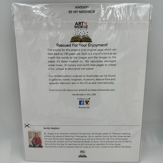 Artnwordz Mr. Rodgers Original Art Dictionary Be My Neighbor Vintage Pages Call