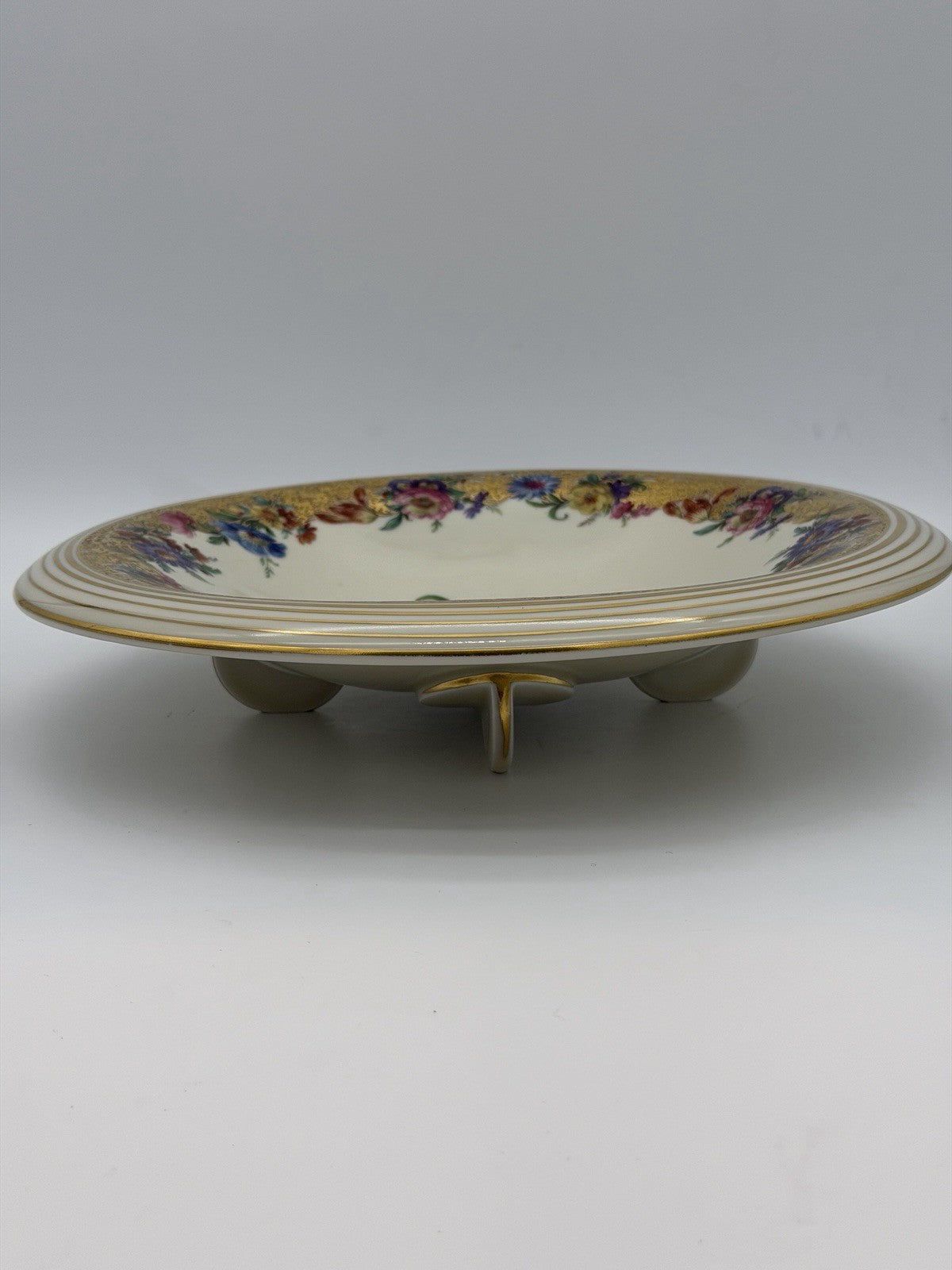 Antique Schoenau Germany Porcelain #3003 hand painted Floral Footed Large Bowl
