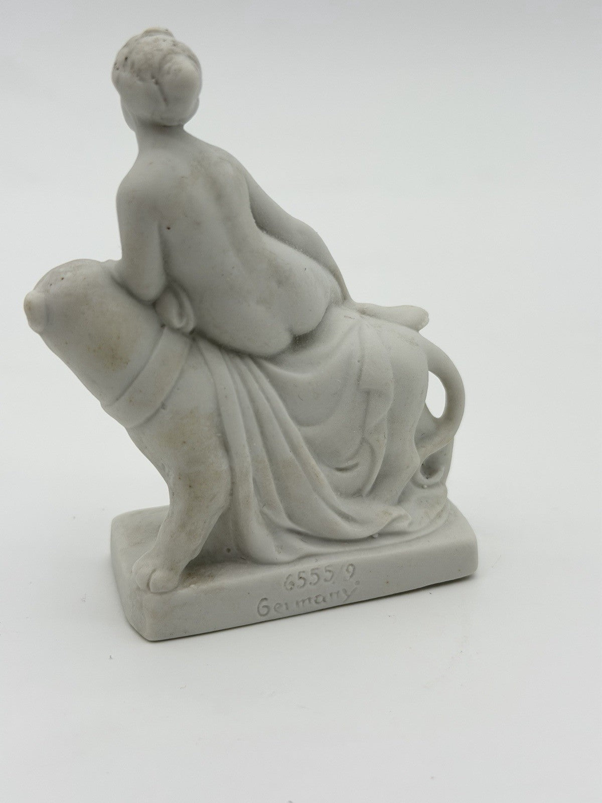 Vtg Ariadne Riding Panther Figurine White Bisque Miniature Figurine Germany 6555