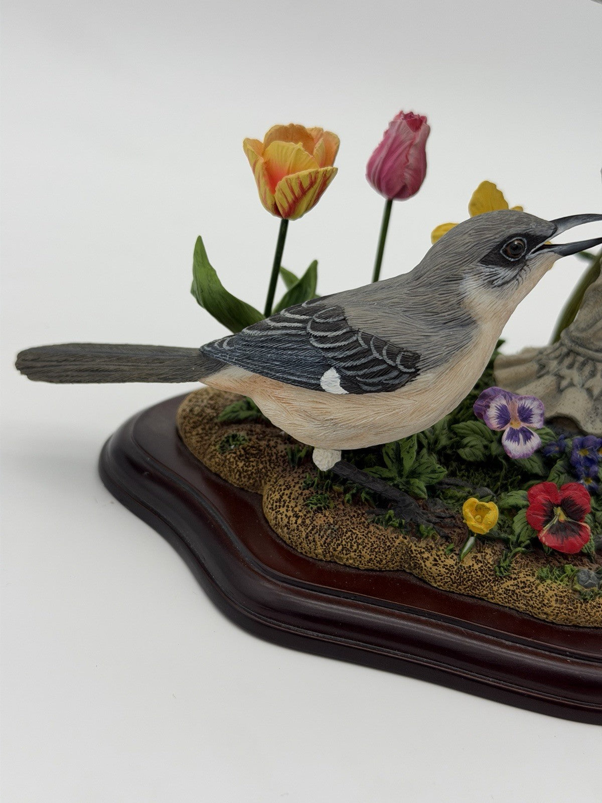 Danbury Mint Spring Gathering Bob Guge Bird Bath Painted Floral Season Figurine