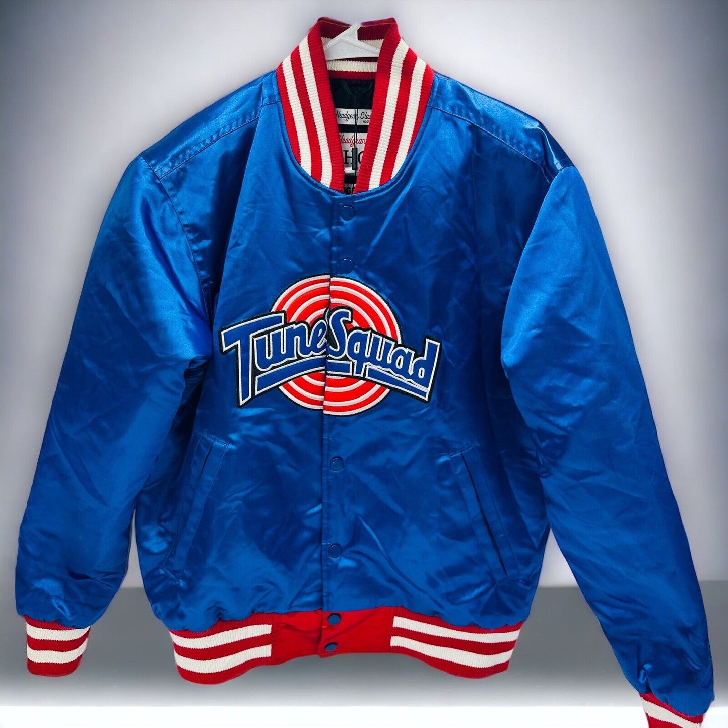 Bomber Jacket Size Small Tunesquad Bugs Bunny Satin Blue Logo Headgear Classics