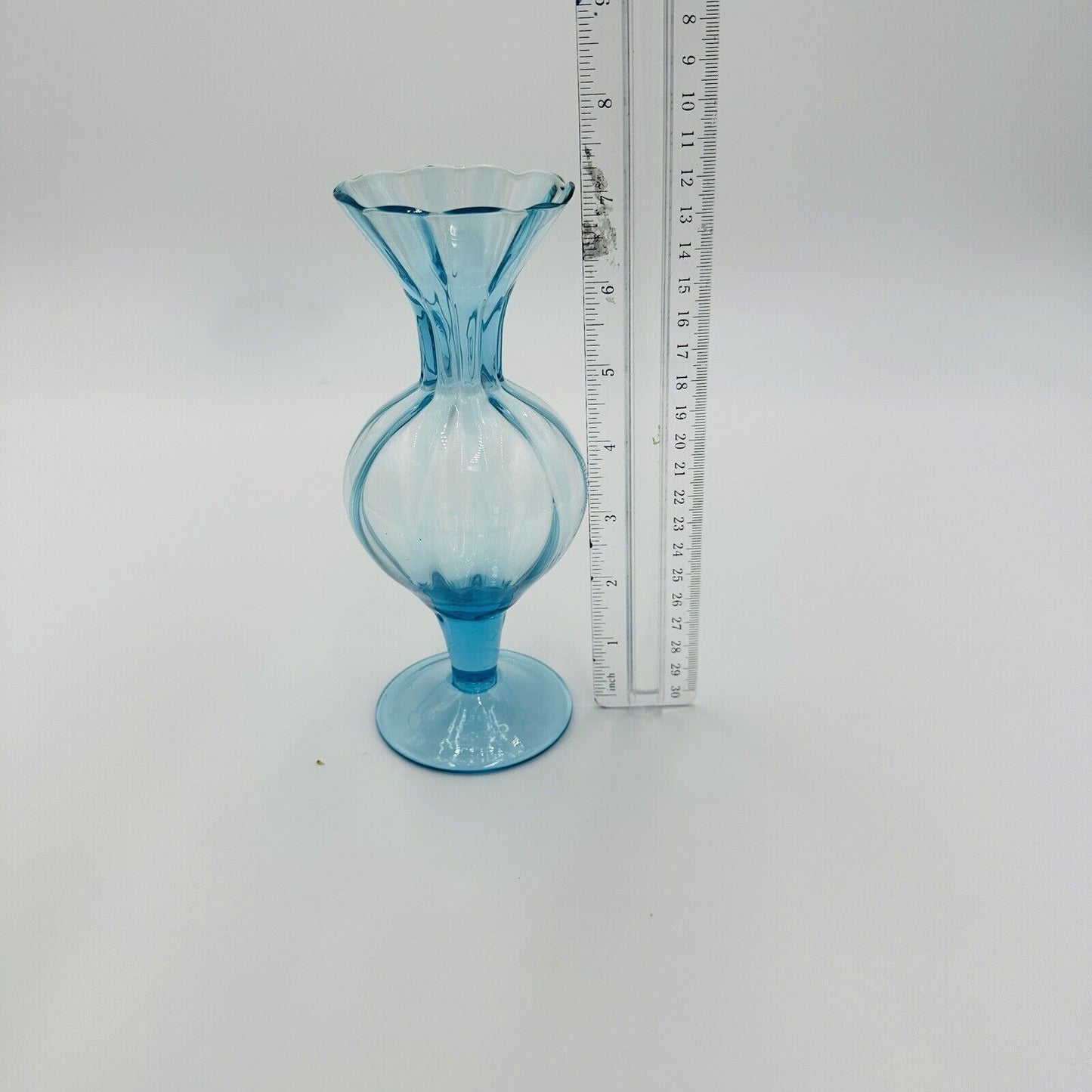 Bud Vase Napoleone Martinuzzi in the Manner of Blown Glass Blue Aqua Decor