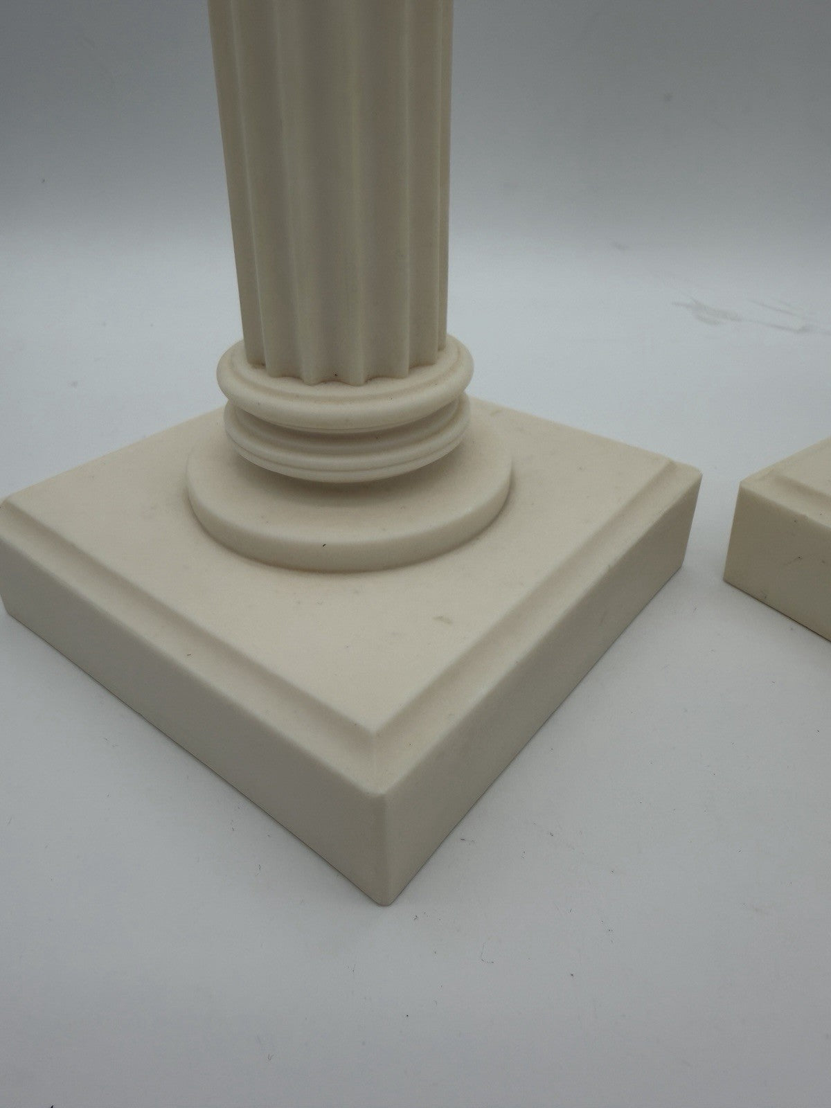 2 Alabaster Carved Roman Columns Corinthian  Sculpture Candle Holders 15.5”x5”