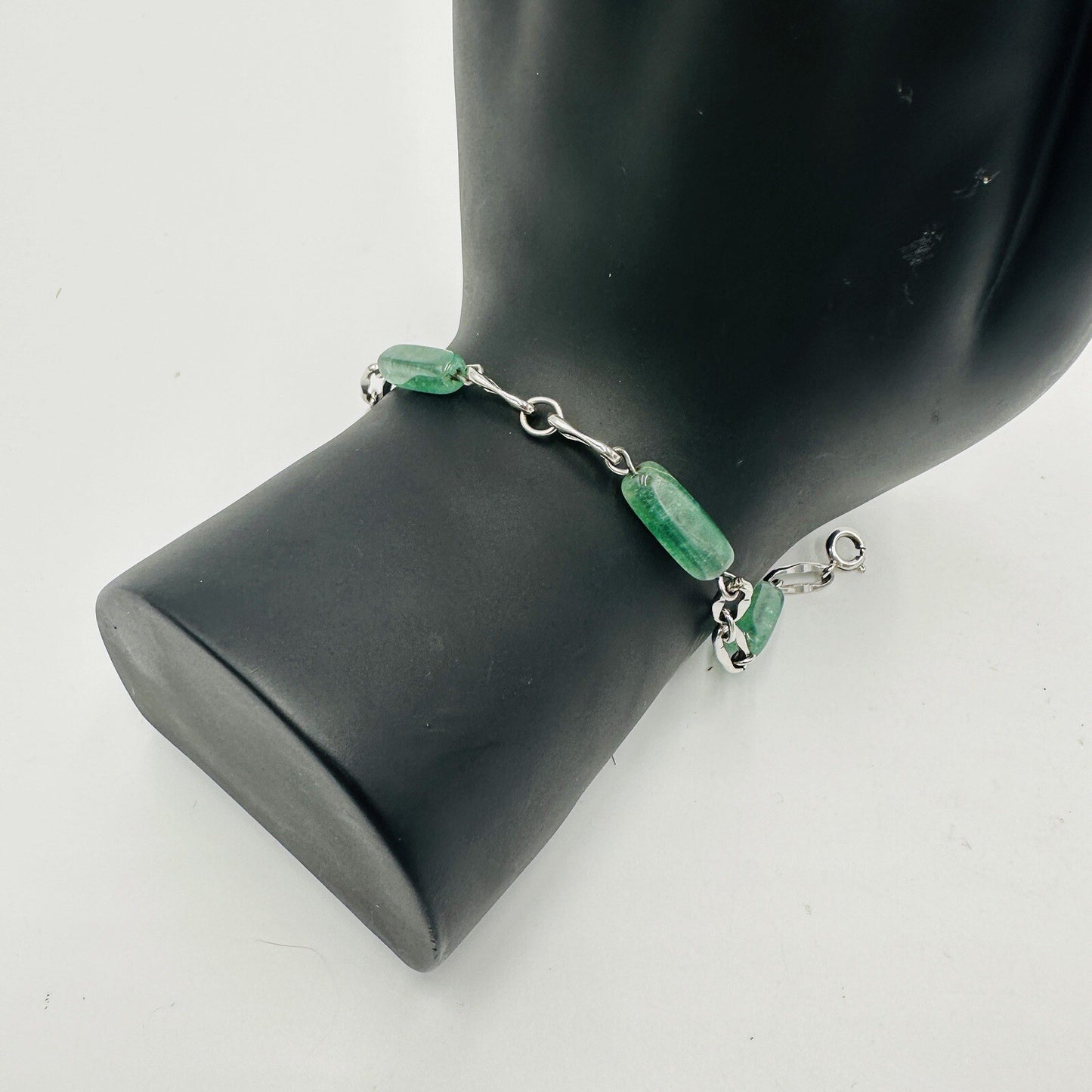 Krementz Bracelet Women's Jewelry Sterling Silver Green Glass Jade Vintage Mark