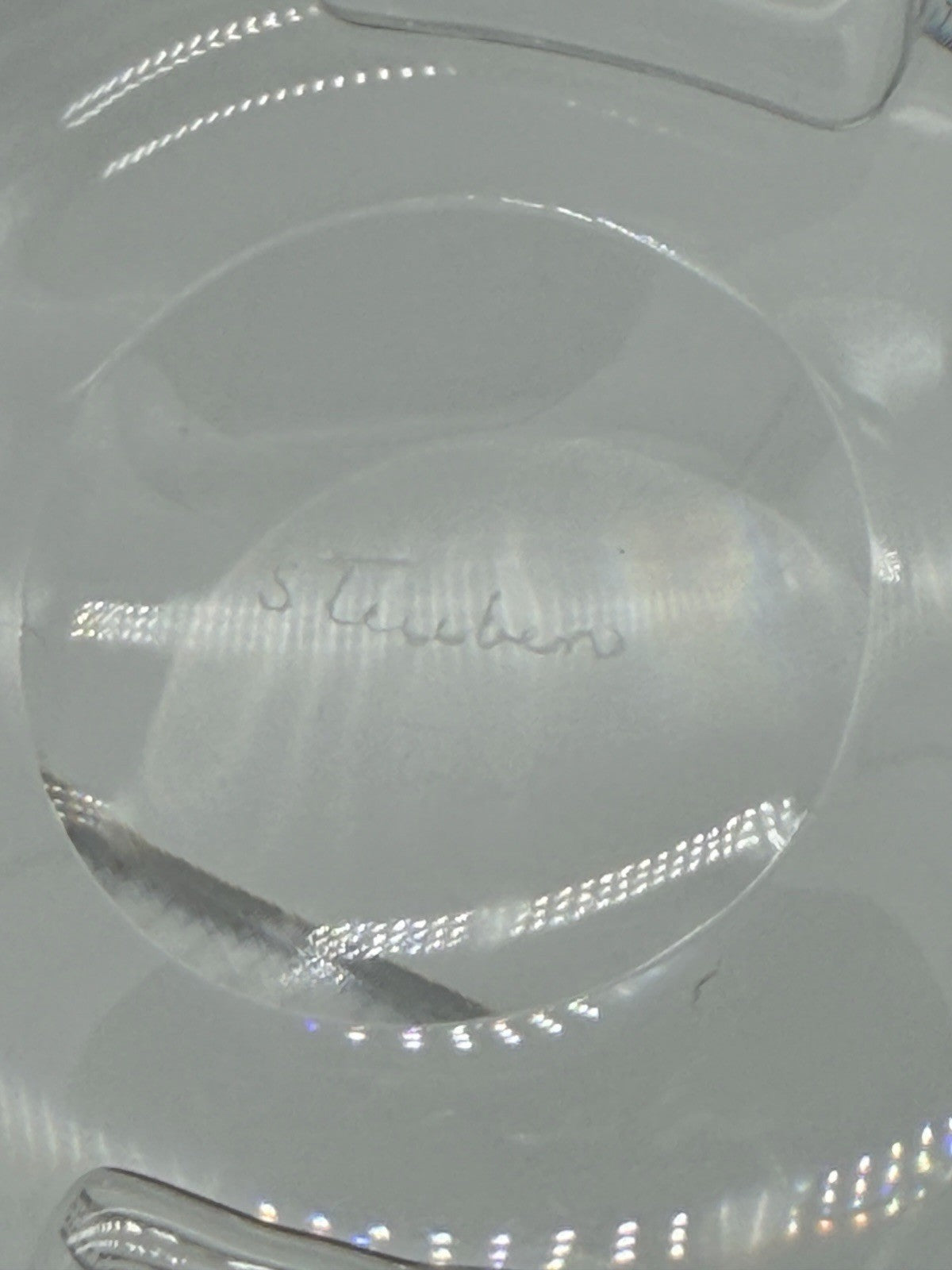 Vintage Steuben John Dreves Designed 7.5” Scroll Footed Glass Bowl Signed