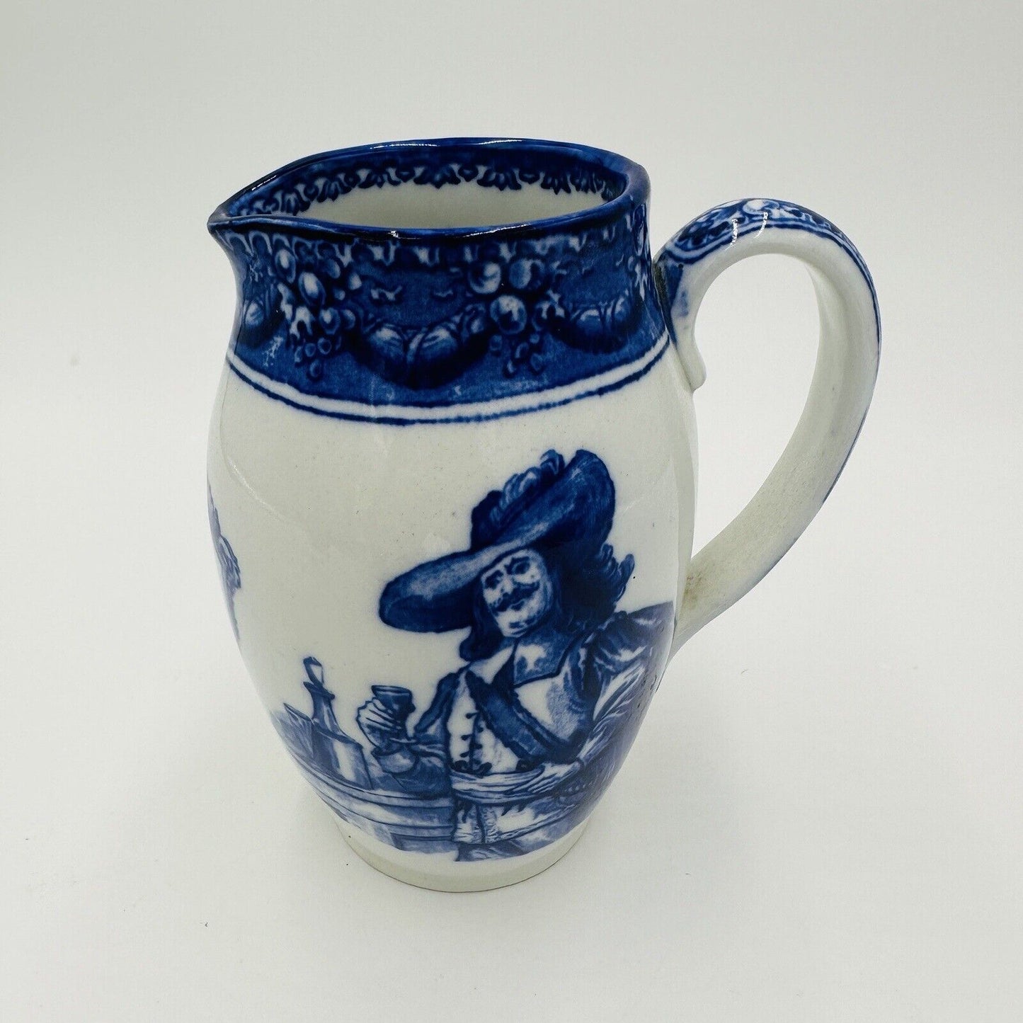 Royal Doulton Pitcher Morissian Flow Blue Pottery The King God Bless Him Antique