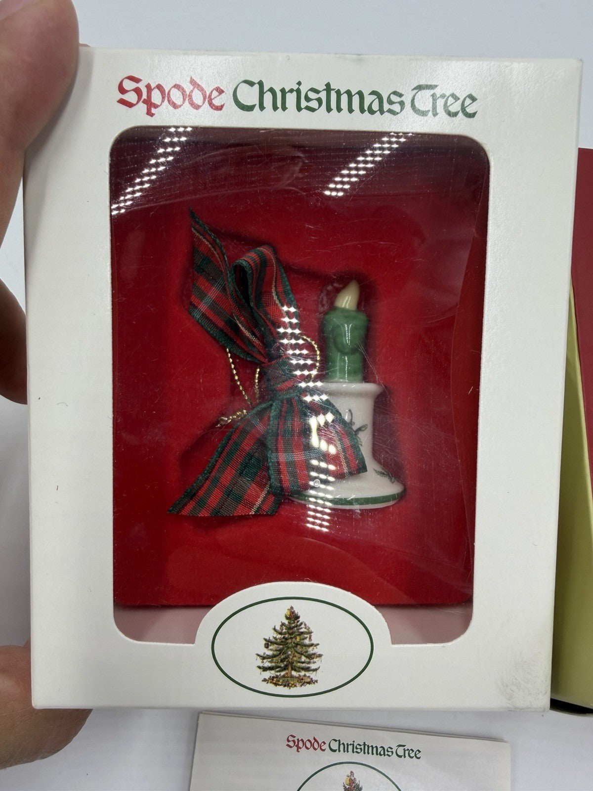 Spode Christmas Tree Porcelain Ornaments Figurines Tree & Candle Stick Ornament