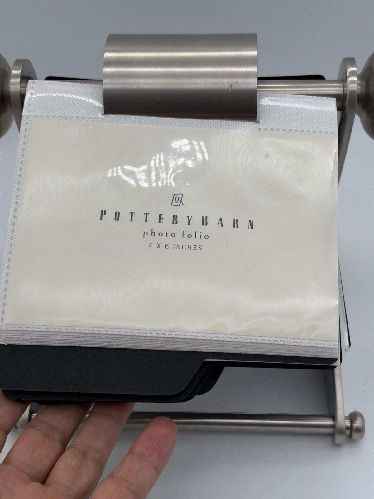 Pottery Barn Stainless Steel 4x6 Multi Photo Folio Album Carousel - 72 Pictures