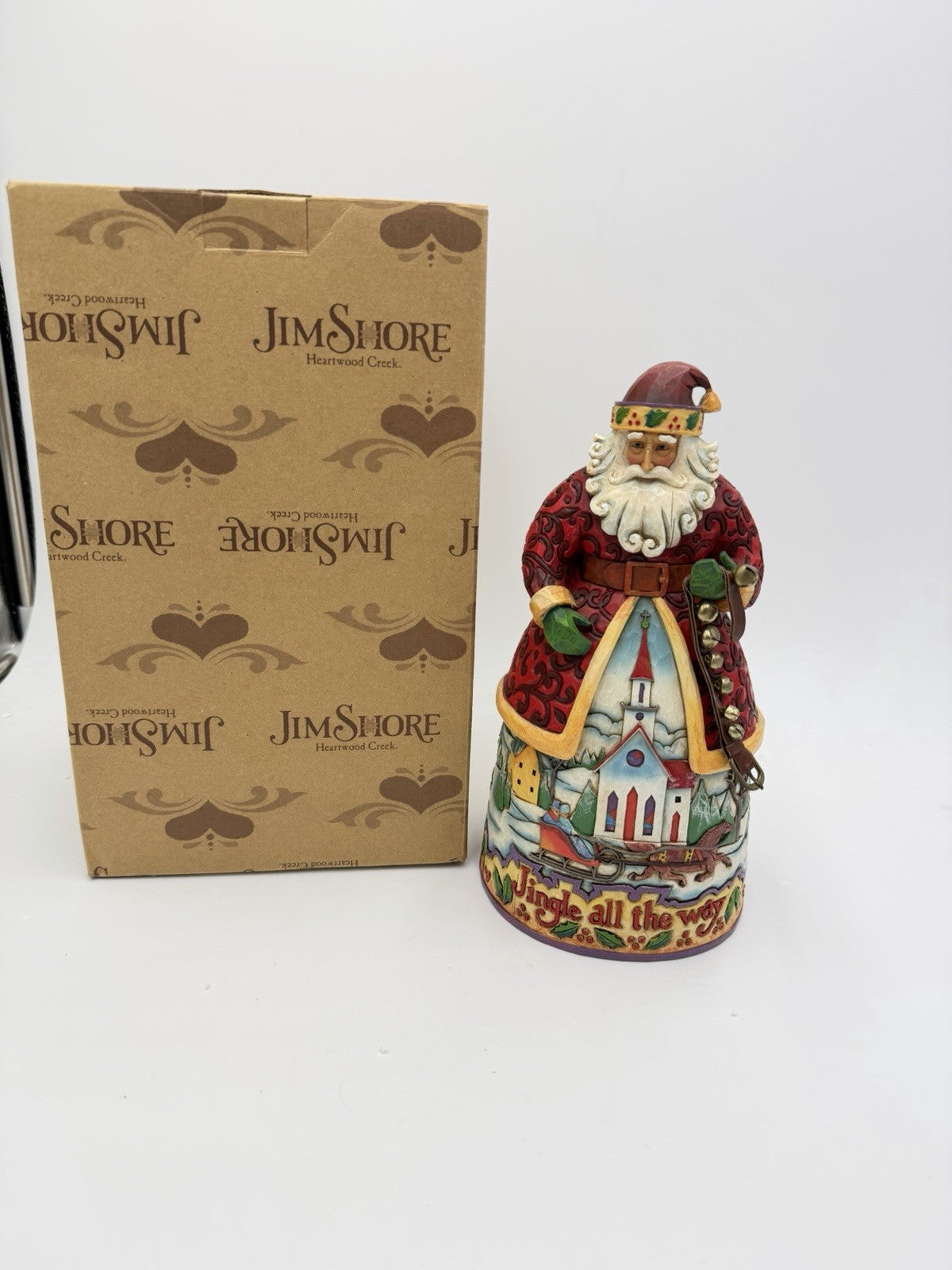 Jim Shore Santa Bells on Bobtail Ring Heartwood Creek 2007 w/BOX Jingle 10”H