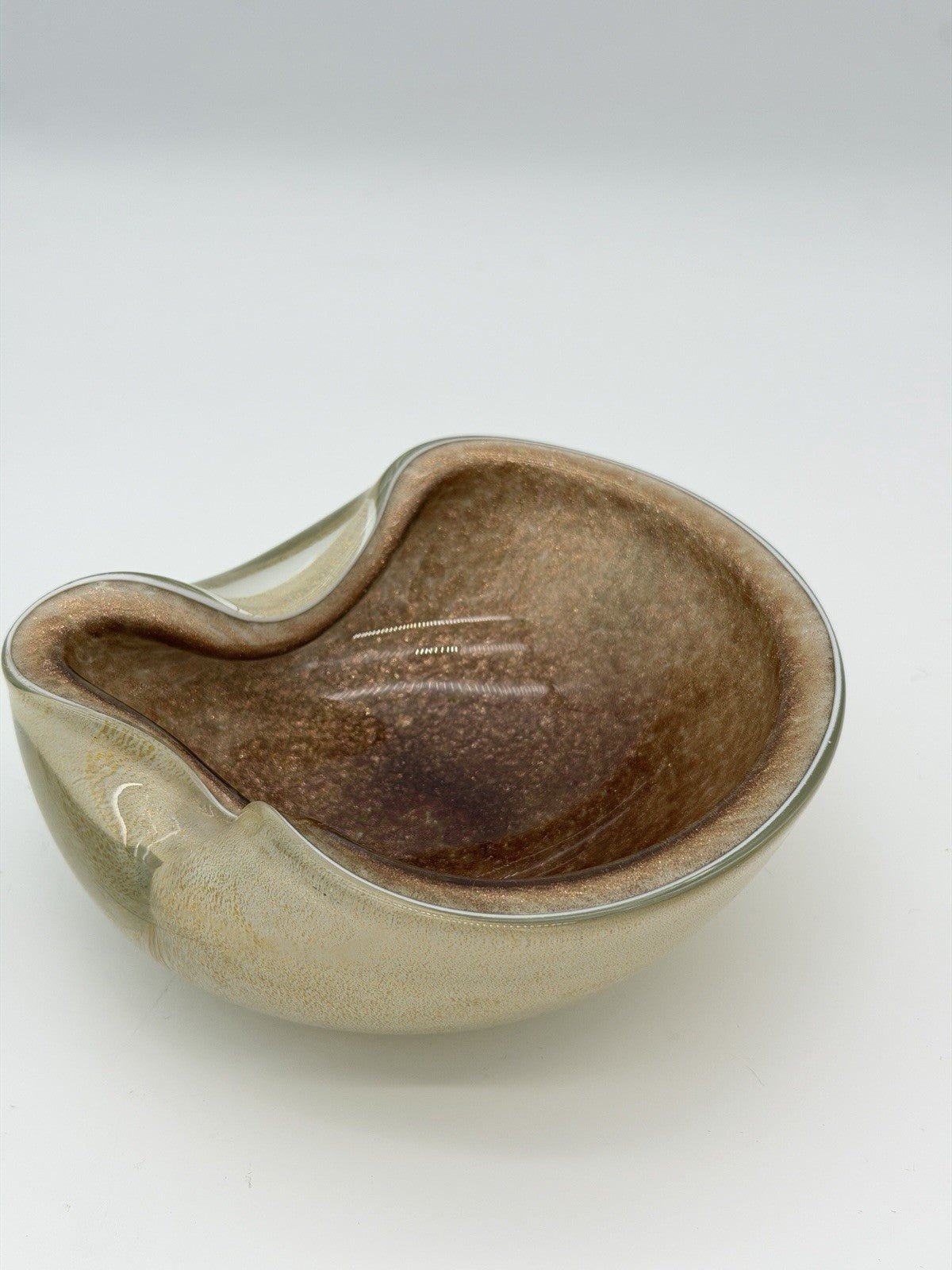 Murano Art Glass Alfredo Barbini Gold Dust Vintage 1950 Ashtray Bowl