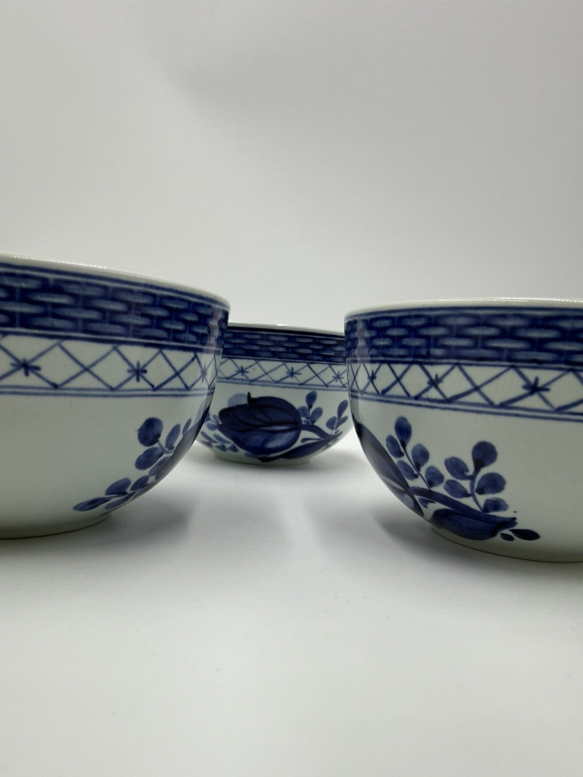 Royal Copenhagen Tranquebar Lattice Band Blue Tea Cup Set #957 Denmark Porcelain