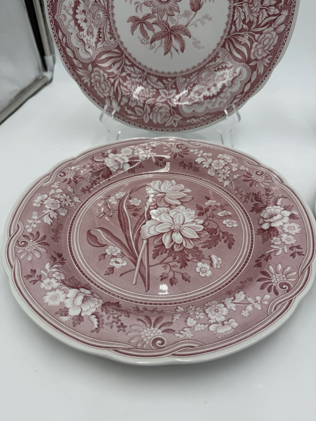 4 Spode England Porcelain Archive Collection Georgian Series Red Floral Plates
