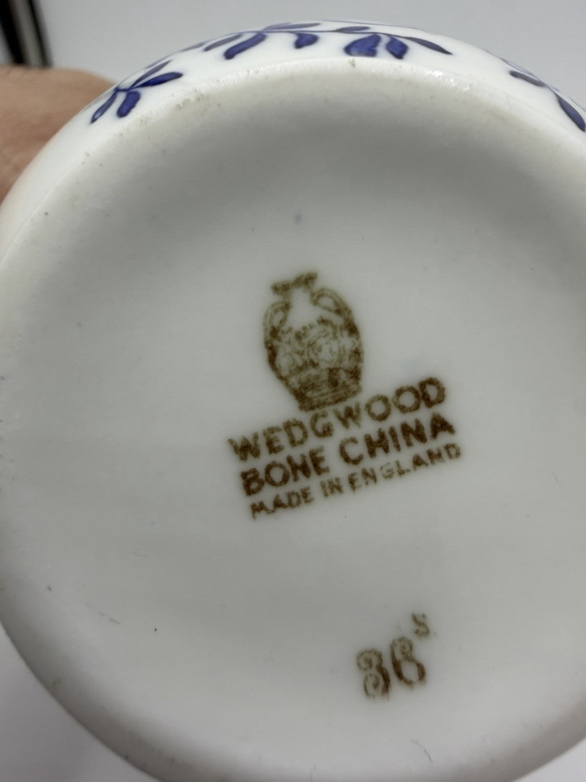 Wedgwood England Porcelain Creamer & Saucer Set Avon Blue/white 1945 Floral