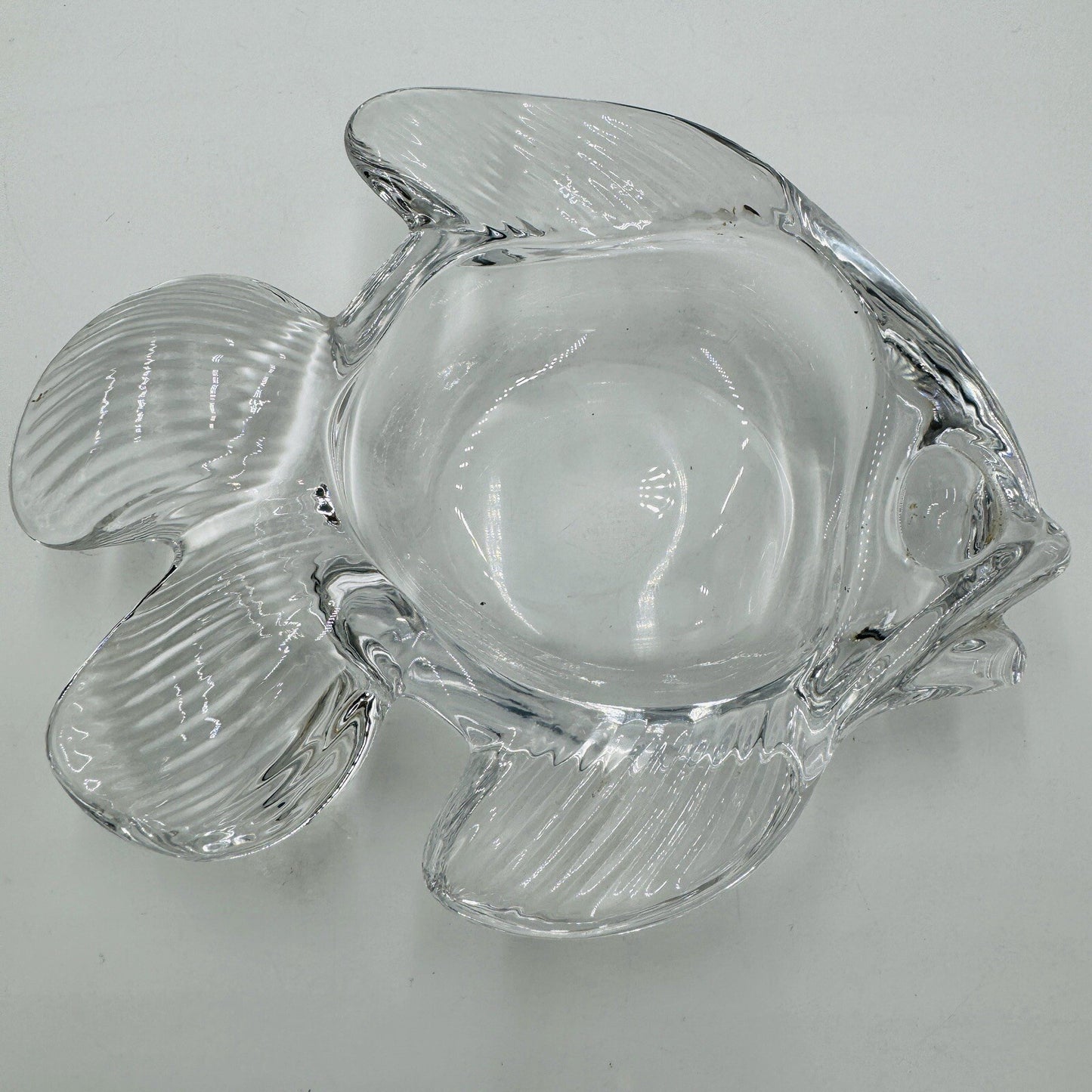 Fish Shaped Candy Trinket Art Vannes France Crystal Ring Dish 2”H x 6.5"L