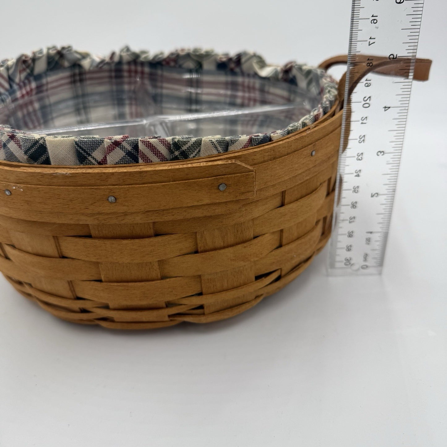Longaberger Round Darning Basket Divided Protector Fruit Liner 1993