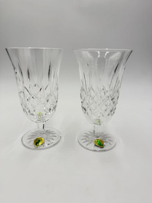 2 Waterford Crystal Lismore Iced Tea Stemmed Drinking Glasses 6.5”H Set