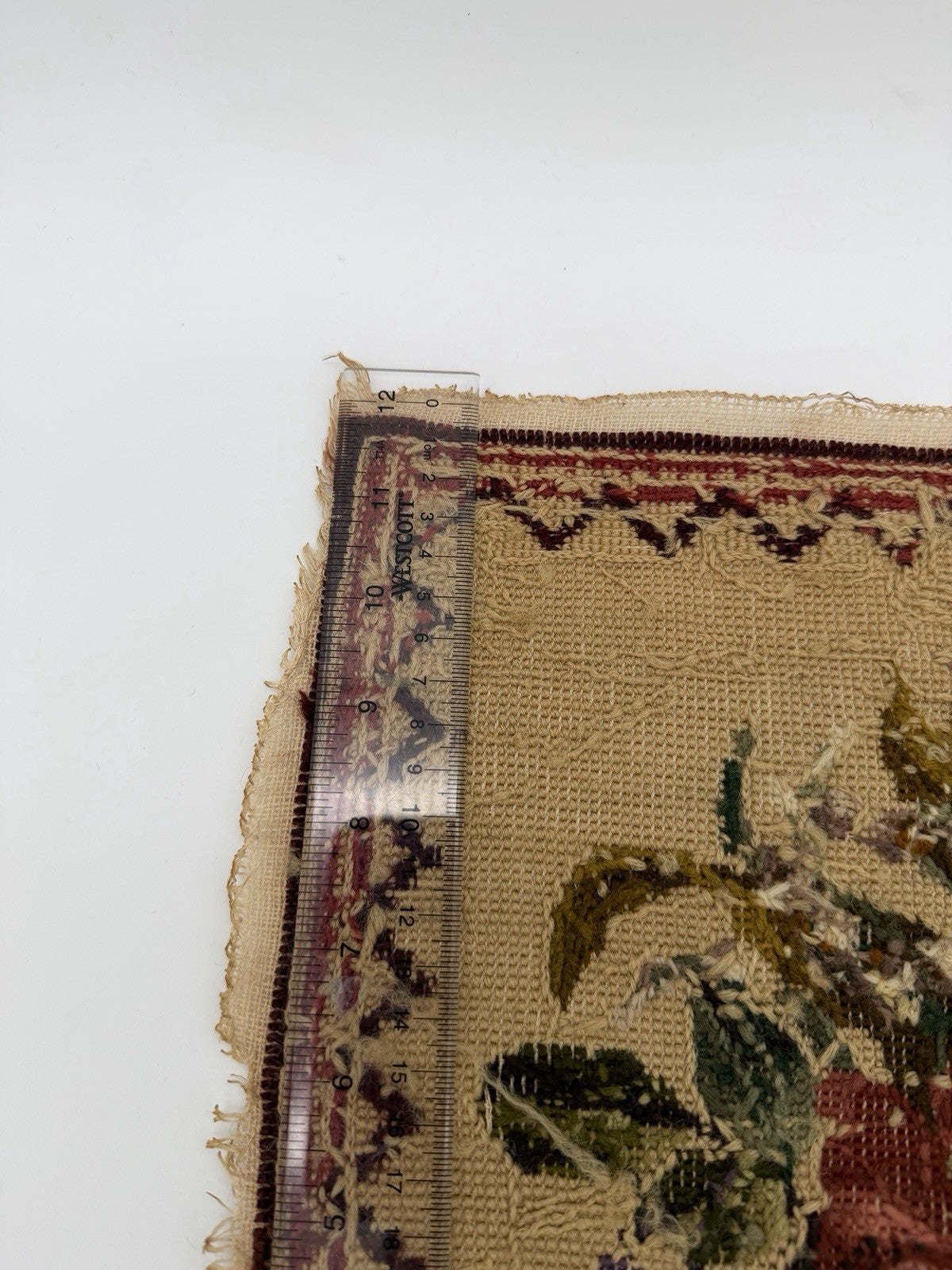 Antique Needlepoint Embroidery Victorian Roses Wool Embroidery panel top 12”x12”