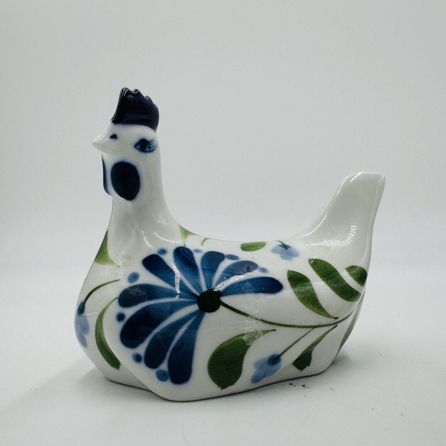 Dansk Porcelain Sage Song  Blue White Green Ceramic Pig & Chicken Figurines