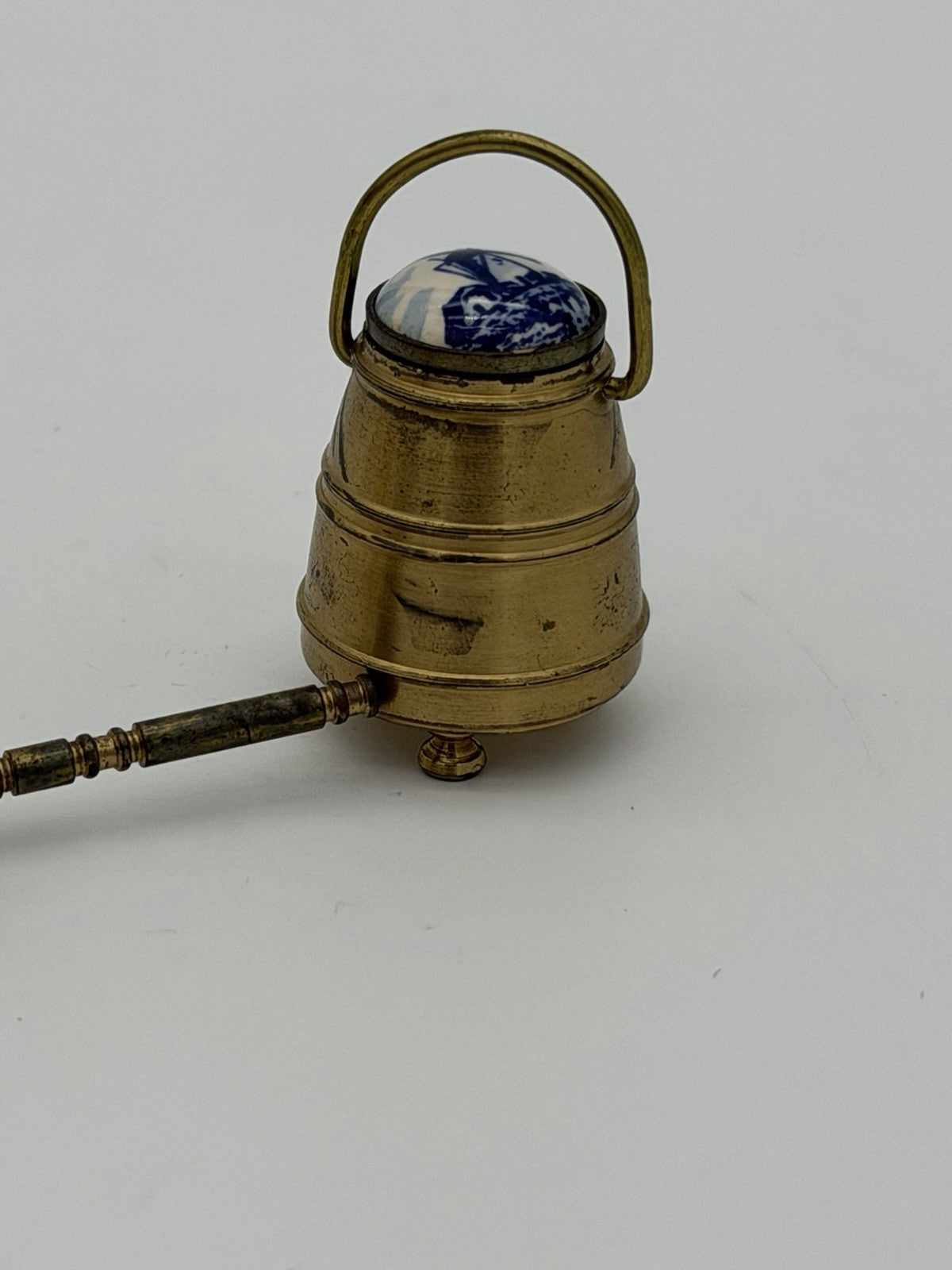 Vintage Brass Dutch Miniatures Dollhouse Holland Enamel Blue Delft 3 Pcs