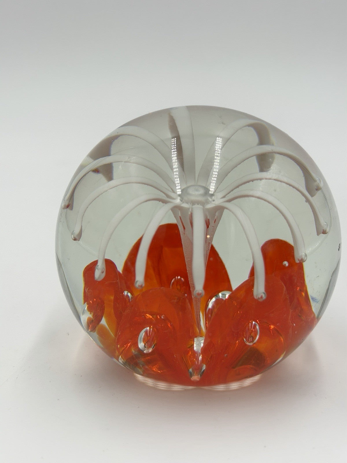 Vintage Joe Zimmerman Art Glass Paperweight Signed Floral Studio Designed 3”H