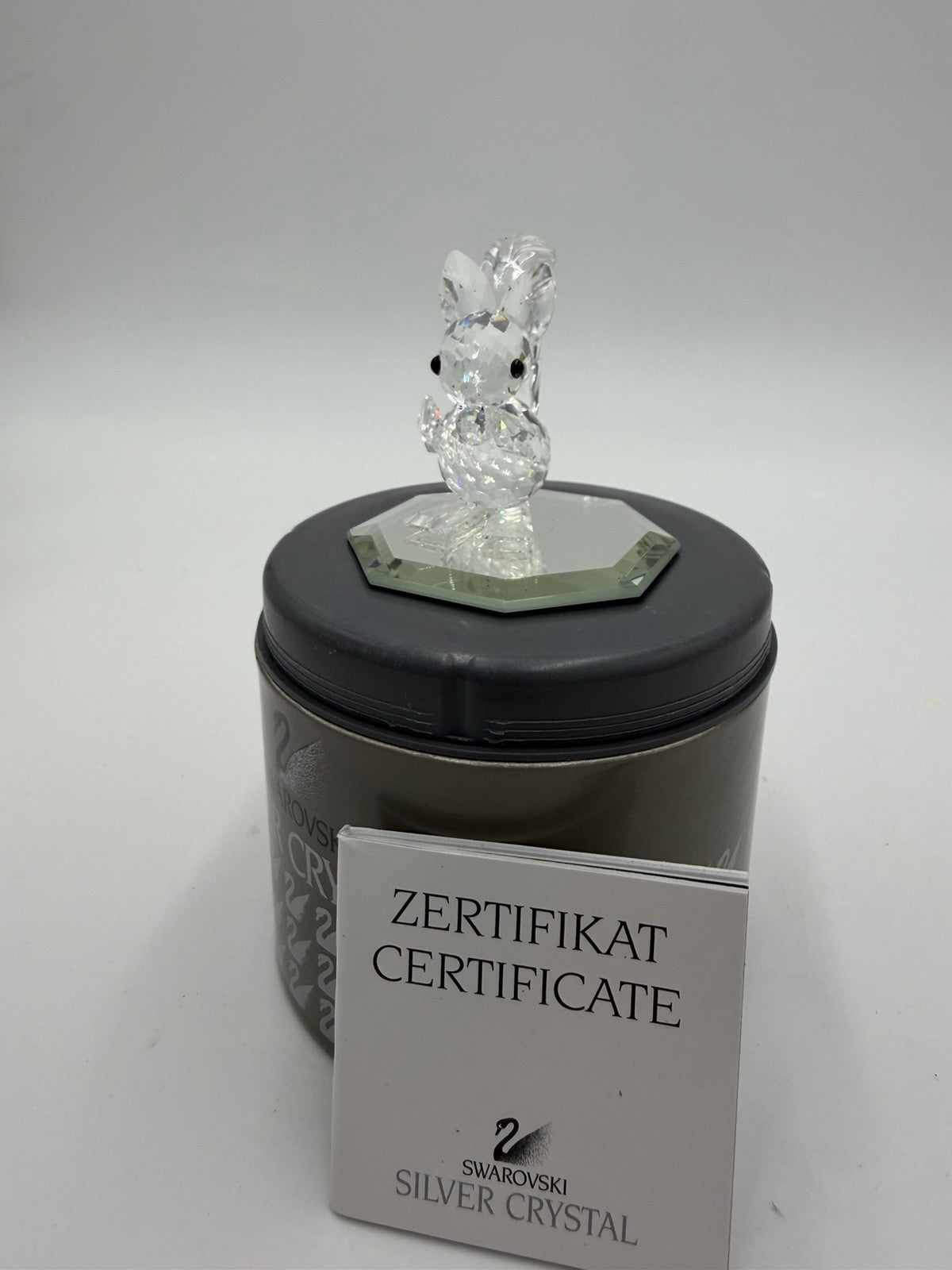 Swarovski Silver Crystal Squirrel with nut Figurine 7662 Black Eyes with Box