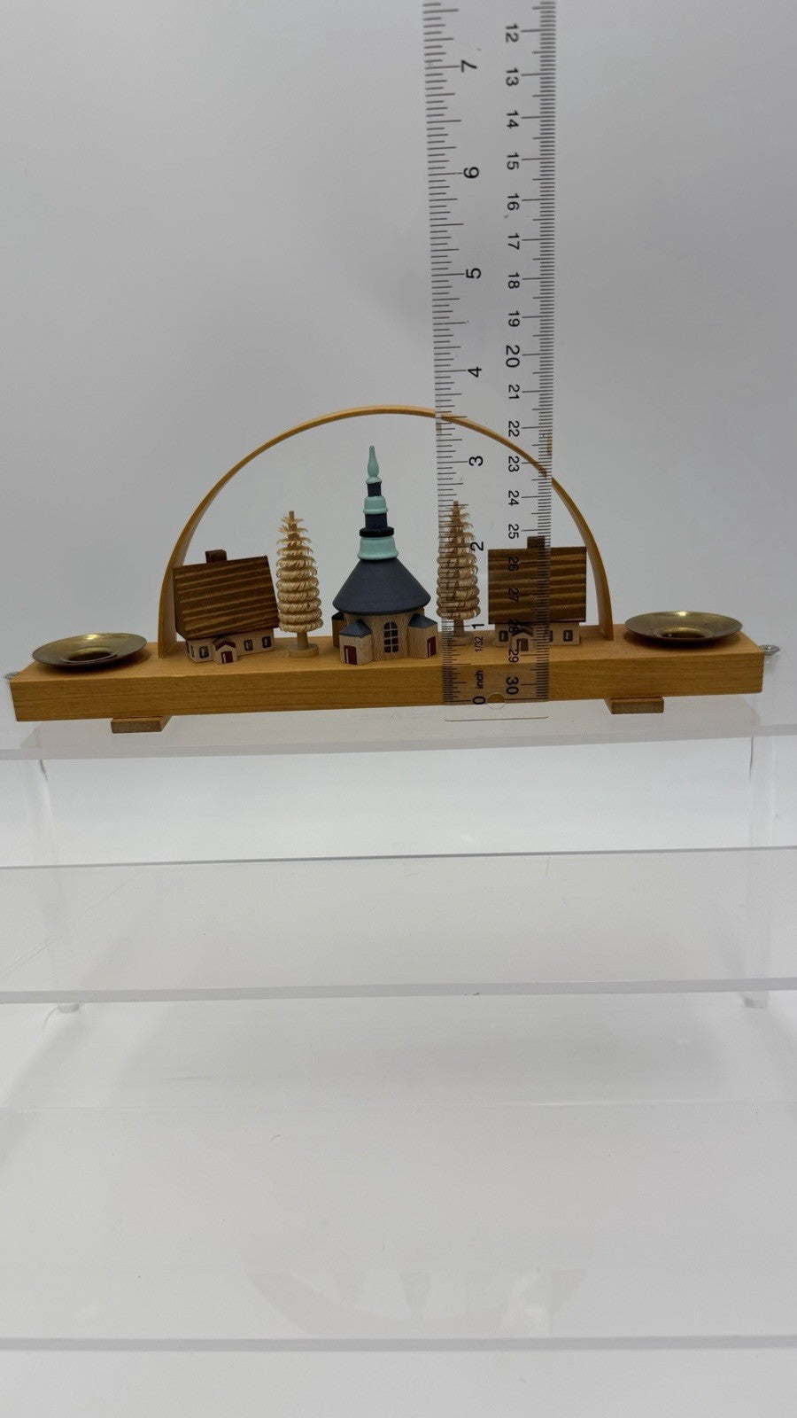 VTG Folk Art Wooden German Christmas Erzgebirge Schwibbogen Candle Holder Arch