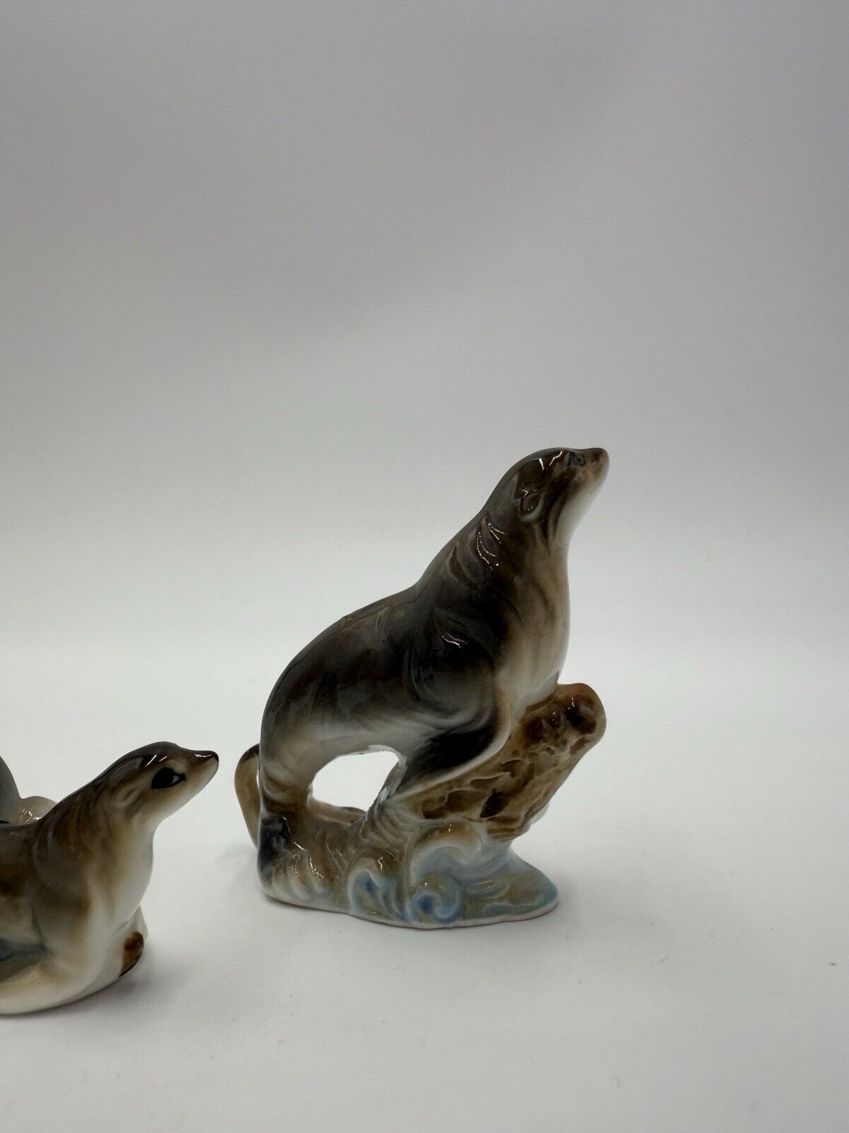 Vintage Bone China Japan Miniature Seals Figurines Set 3 PCs 1970’