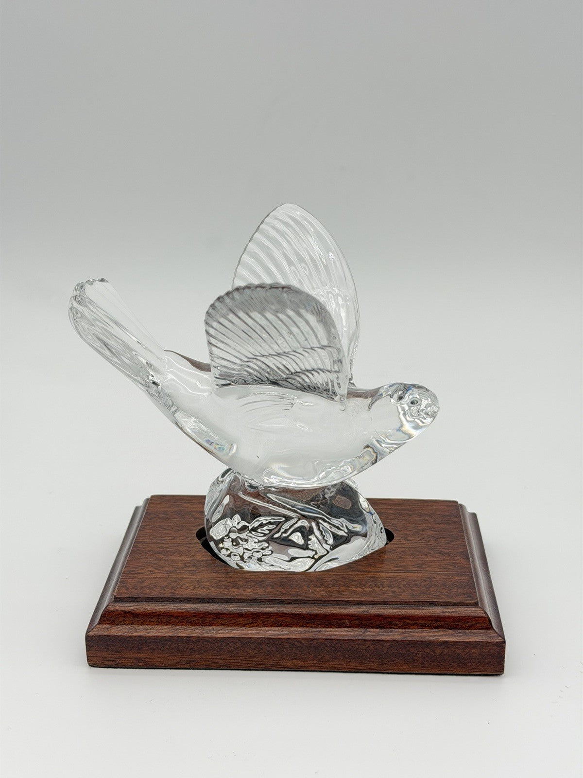Waterford Crystal Collectors Society NIGHTINGALE Bird Figurine Wood Base