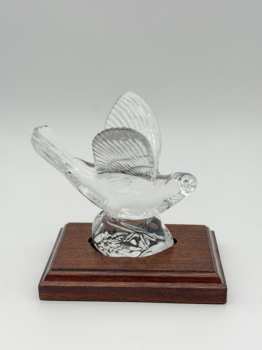 Waterford Crystal Collectors Society NIGHTINGALE Bird Figurine Wood Base