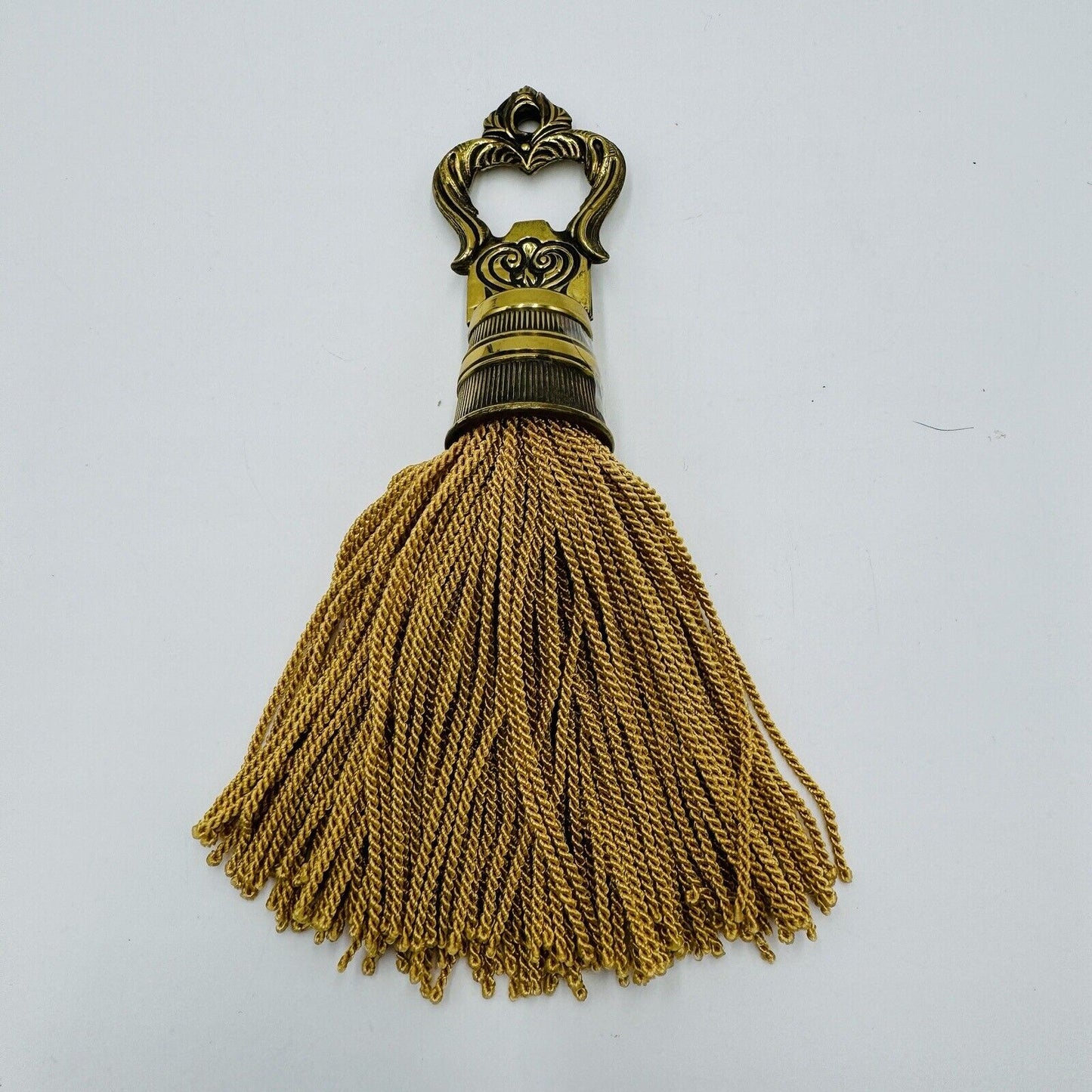 Rare MCM Brass Solid Tassel Gold 8in Hollywood Regency Style