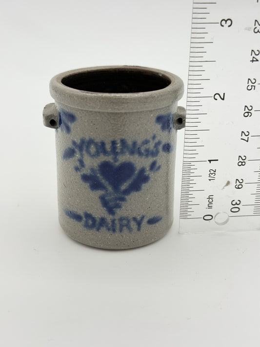 Rowe Art Pottery Works Salt Glazed Miniature Stoneware Vase 2”H Floral 1992