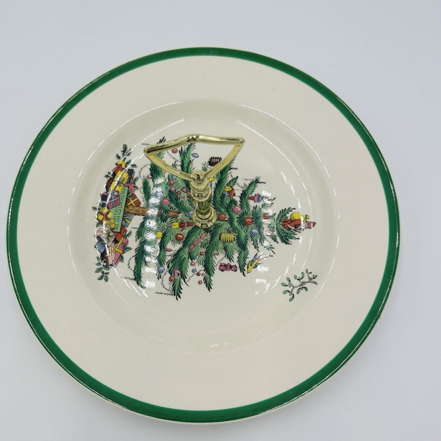 Spode One Tier Tidbit Tray Cookie Appetizer Plate 10 1/2in Christmas Tree