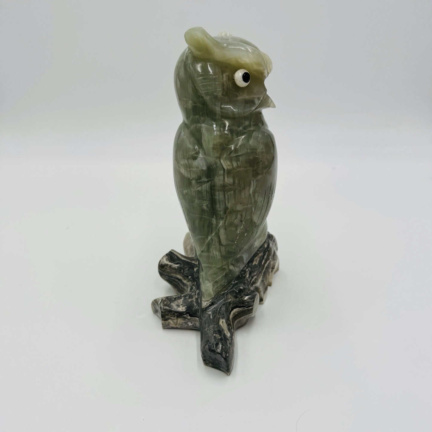 Alabaster Owl Sculpture Figurine Bird 8in Italy Marble Large Vintage Hand Carved