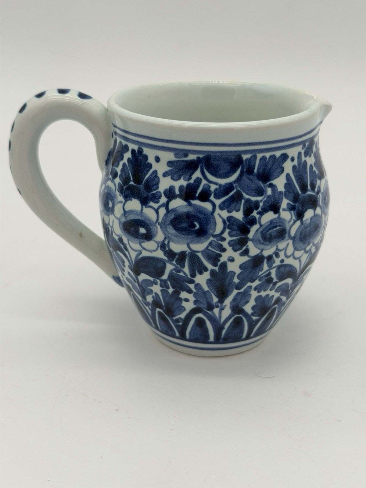 Delft Blue /white Dutch Pottery Floral Pitcher Small Ceramic 3”vintage Signed