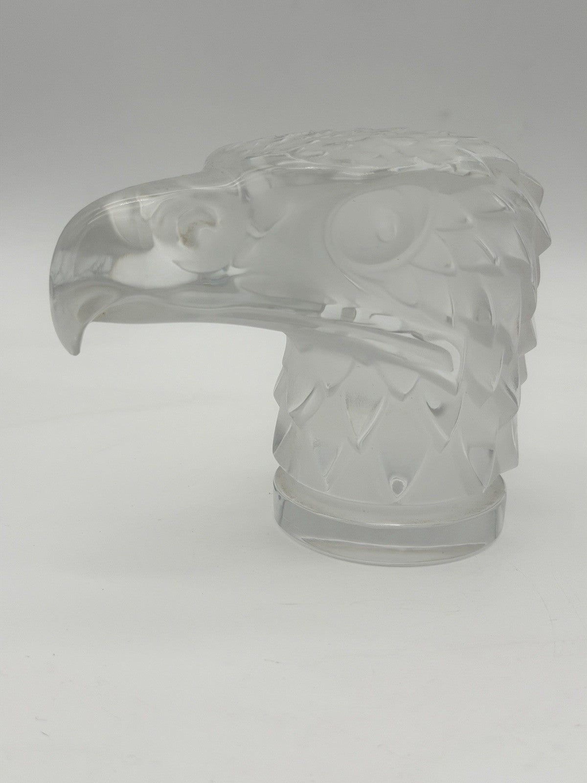 Lalique France Crystal Eagle Head Tête D’Aigle Figurine Signed Vtg Sculpture