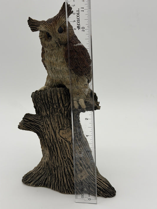 Clarence Cameron Studio Art Pottery Owl on a Branch Sculpture 11” Signed 1973