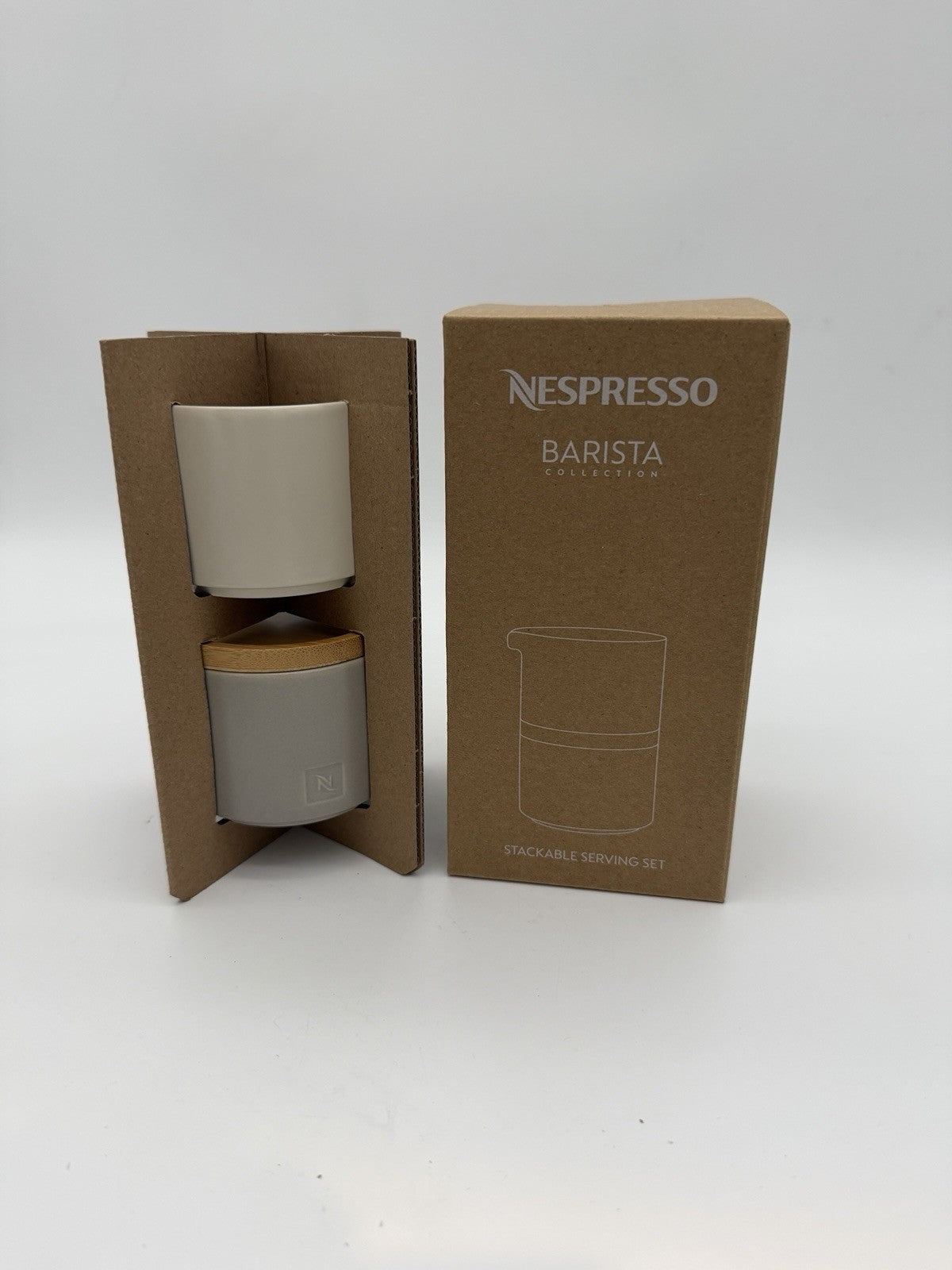 Nespresso Barista Collection Stackable Serving Sugar & Creamer Set New