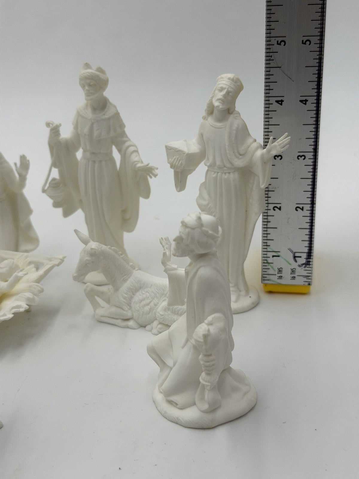 Vintage White PVC Nativity Hong Kong Set 11 PCs 4.5”H Wise Men Joseph Mary Jesus