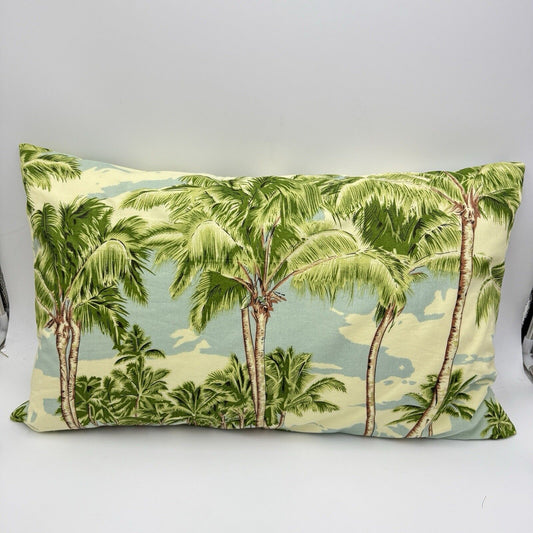 rare Pottery barn Wailea Scenic Outdoor Lumbar palm tree 100%cotton 16x26”