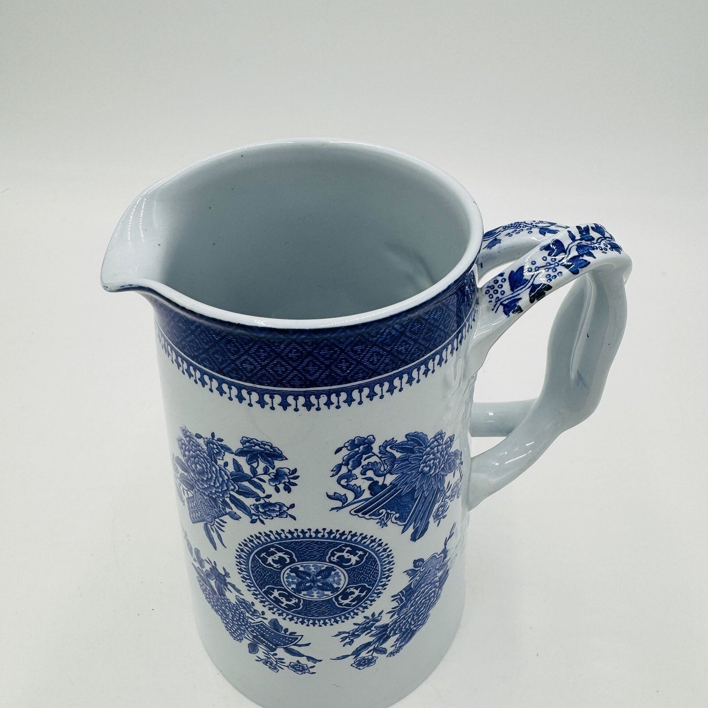 Spode Copeland Fitzhugh Blue Pitcher Milk Jug England Fine Stone 6 1/2in